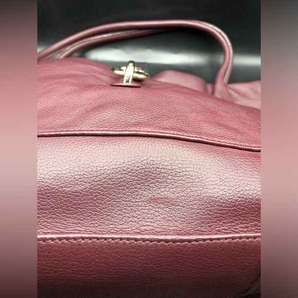 Dooney & Bourke Belvedere Logo Lock Tote Burgundy Pebbled Leather Maroon Red - Picture 9 of 16